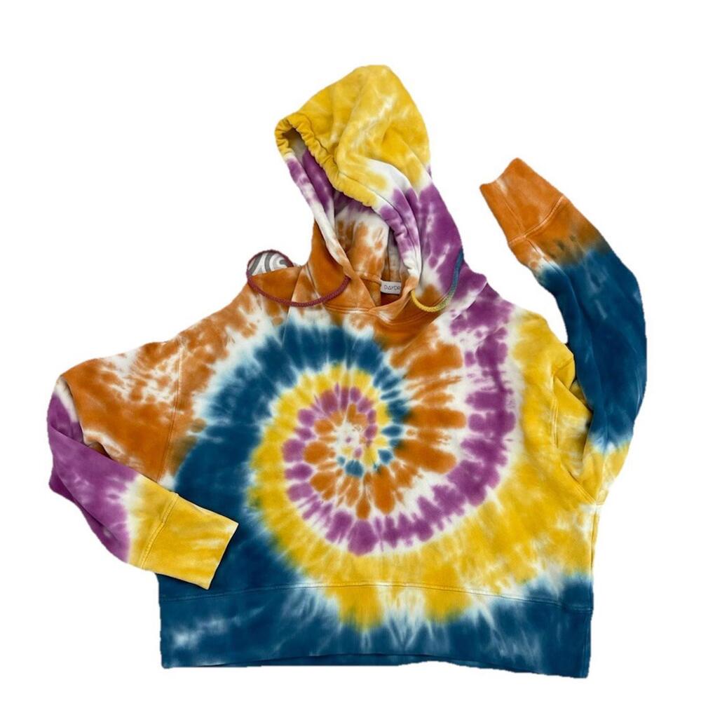 Daydreamer‎ Rainbow Spiral Tie Dye Crop Sweatshirt Hoodie Size S H74